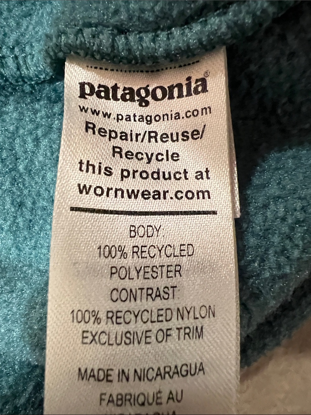 Patagonia Teal and Light Gray Quarter-Zip Fleece Pullover - Picture 10 of 10